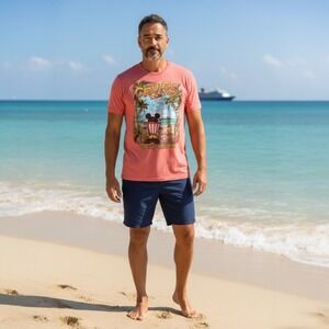 Disney Cruise Line On Cruise Control Mickey Mouse Coral Pink T-Shirt Mens XL